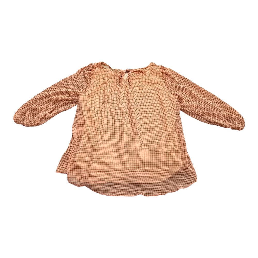 Women's LC Lauren Conrad Flowy Puff-Sleeve Top Copper Gingham M - Picture 3 of 4